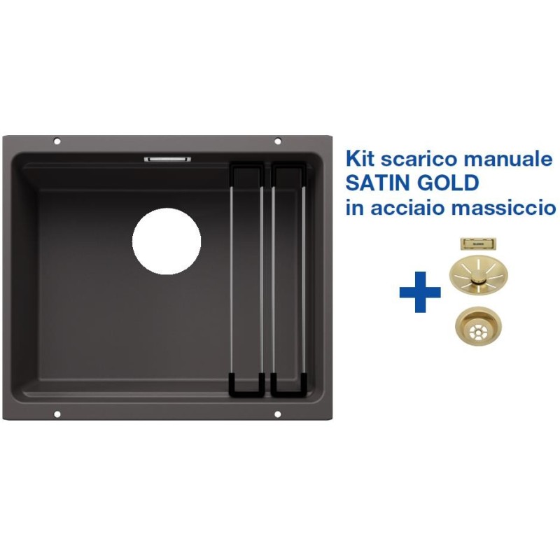 Blanco ETAGON 500-U Grigio Roccia + Set Satin Gold 3522228 Blanco ETAGON 500-U Grigio Roccia + Set Satin Gold 3522228