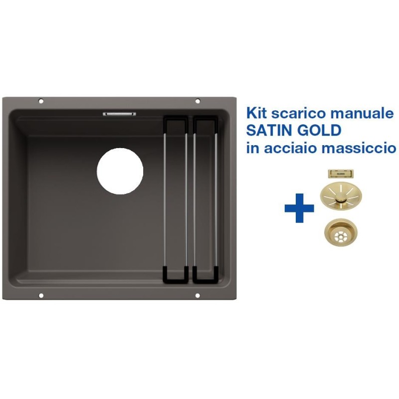 Blanco ETAGON 500-U Grigio Vulcano + Set Satin Gold 3527258 Blanco ETAGON 500-U Grigio Vulcano + Set Satin Gold 3527258