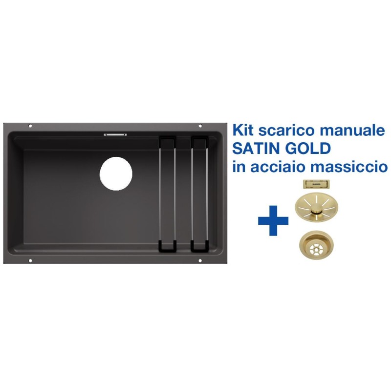 Blanco ETAGON 700-U Grigio Roccia + Set Satin Gold 3525168 Blanco ETAGON 700-U Grigio Roccia + Set Satin Gold 3525168