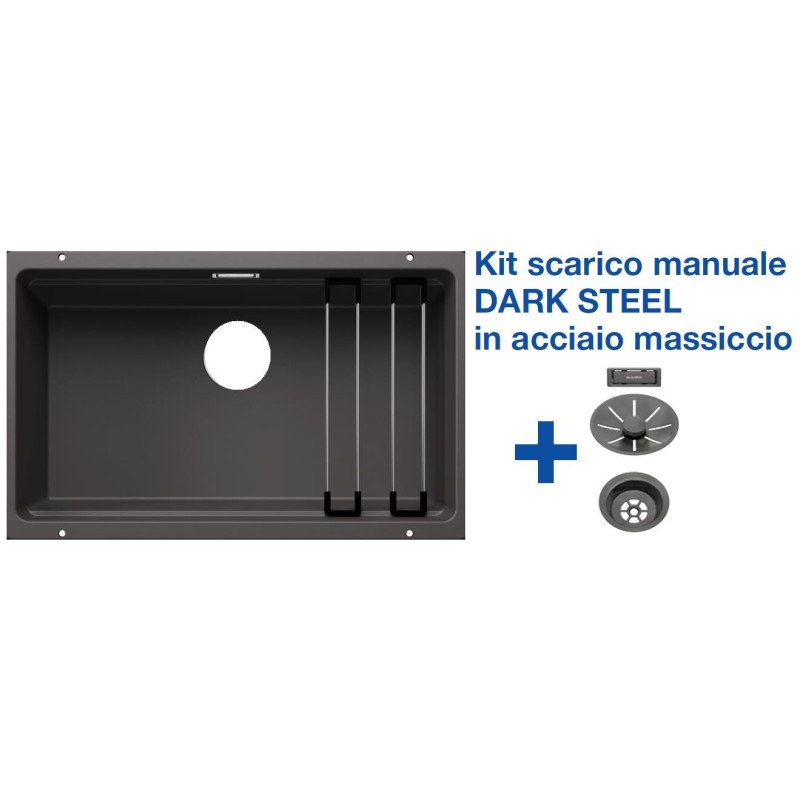 Blanco ETAGON 700-U Grigio Roccia + Set Dark Steel - 4525168 Blanco ETAGON 700-U Grigio Roccia + Set Dark Steel - 4525168