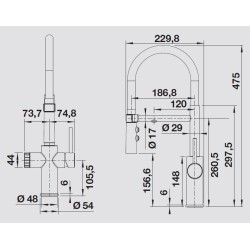 Blanco CATRIS-S Flexo tre vie  PVD Steel - 1526706