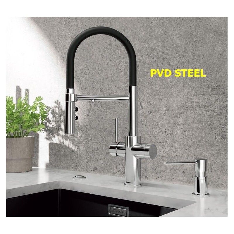 Blanco CATRIS-S Flexo tre vie  PVD Steel - 1526706