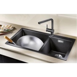 Blanco PLEON 9 Vasca Grande sinistra Soft White 1527641 con Set Stainless Steel